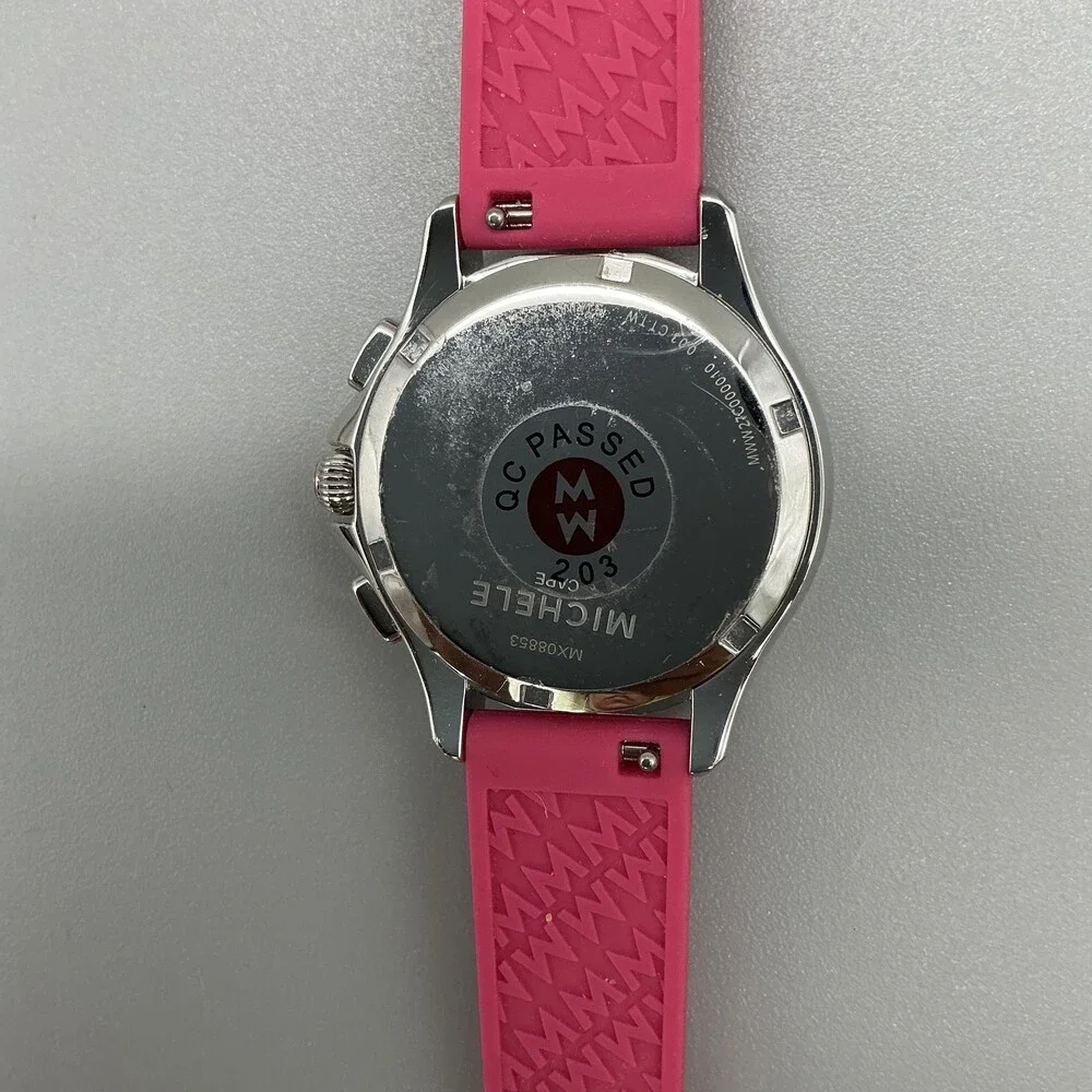 Michele Cape Womens Watch 34mm MX08853 Chronograph Date Diamonds New Battery